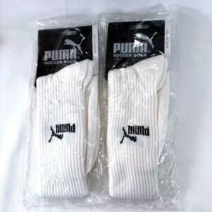 Puma White Soccer Football Knee High Socks 2 Pairs Youth Size Made in Italy New